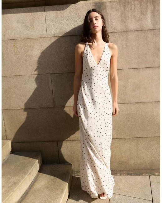 Pull&Bear White Polka Dot Strappy Back Dress