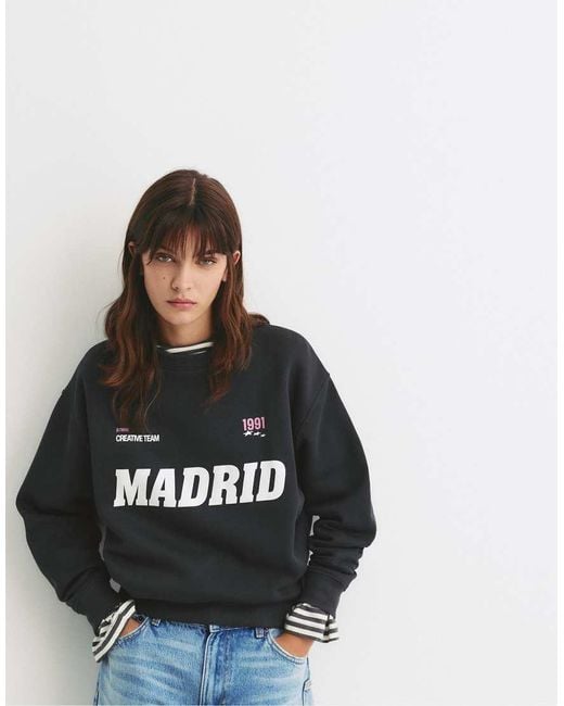 Pull&Bear Black Madrid Sweatshirt