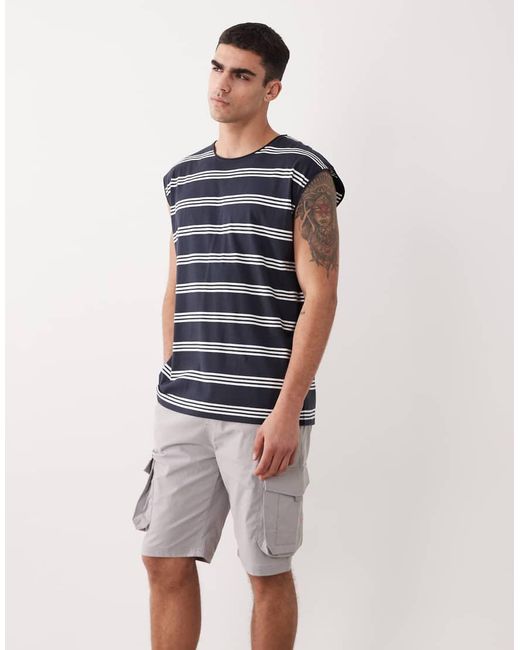 Threadbare Gray Cargo Shorts With Drawstring Waist for men
