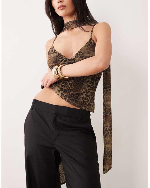 GOOD AMERICAN Black Linen Blend Mid Rise Relaxed Wide Leg Trouser