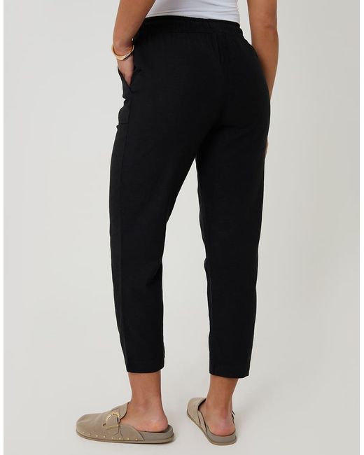 Threadbare Blue Petite Linen Blend Drawstring Waist Tapered Trousers