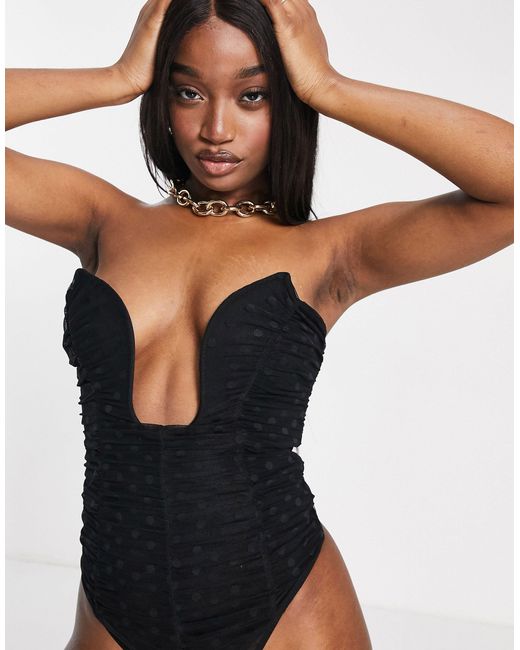 Strapless black lace bodysuit sale
