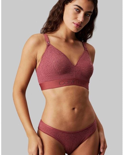 Calvin Klein Red Maternity Intrinsic Nursing Unlined Plunge Triangle Patterned Bralette