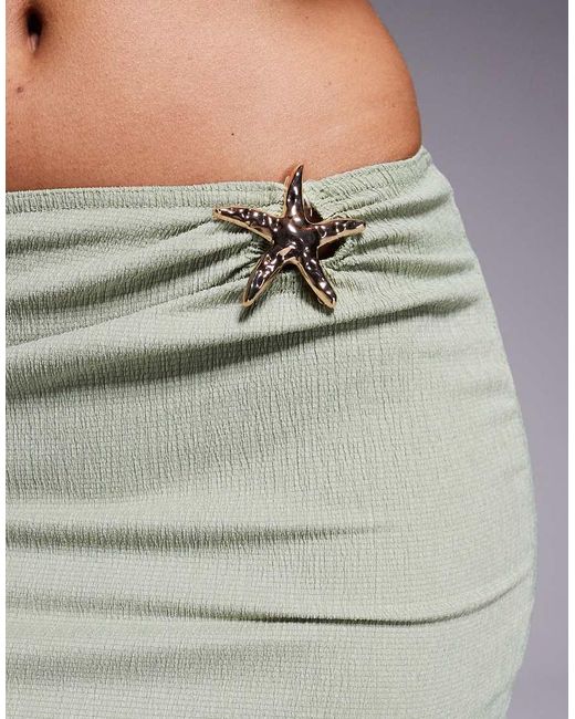 Missy Empire Gray Textured Slinky Starfish Metal Trim Mini Skirt Co-Ord