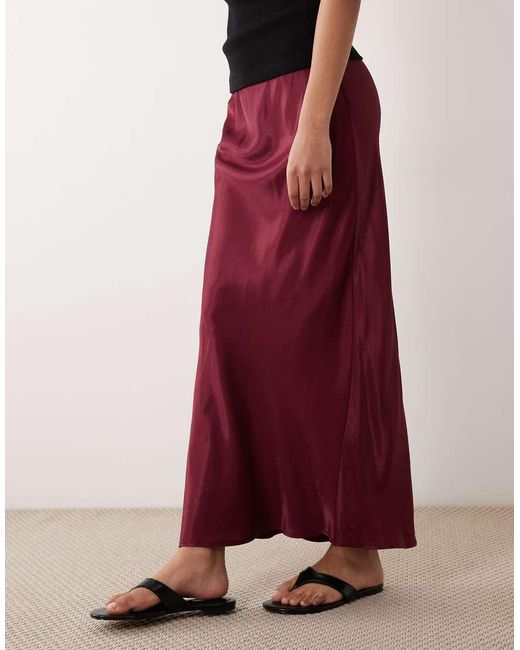 ASOS Red Satin Bias Maxi Skirt