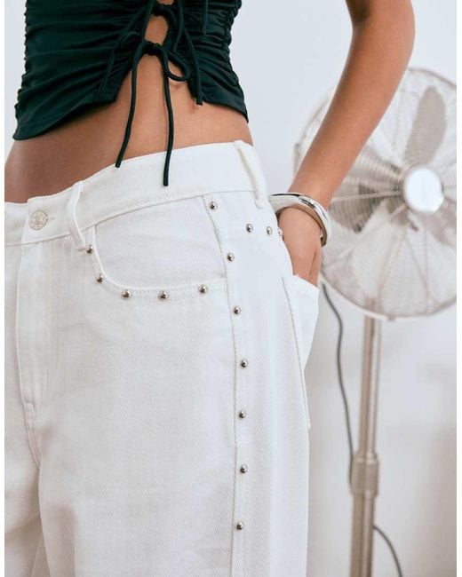 Lioness Gray Exclusive Top Model Wide Leg Studded Detail Jeans