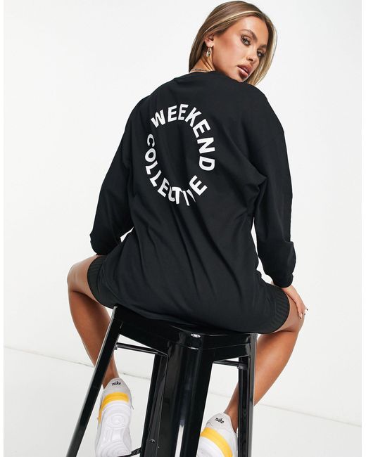 ASOS Oversized Longsleeve Tshirt With Back Logo in Black Lyst