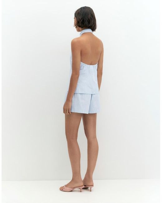 Pull&Bear Blue Striped Halter Top With Toggles
