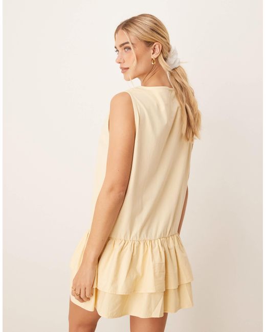 ASOS Natural Dropped Waist Poplin Mix Oversized Mini Dress
