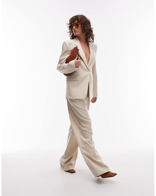 Mango Broek Met Linnenlook En Rechte Pijpen in het White