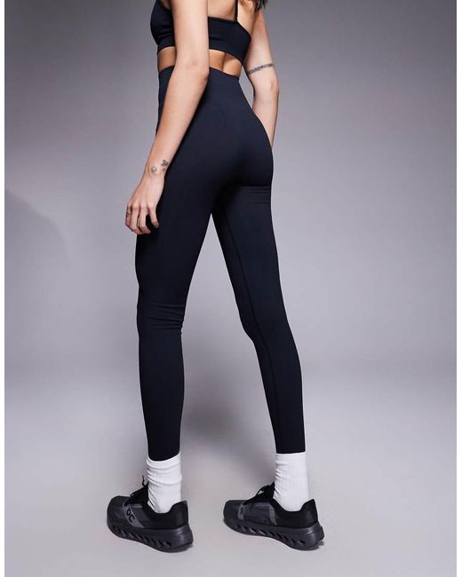 4505 Blue Tall Seamless Baby Rib High Waist Gym Leggings