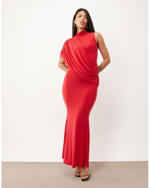 ASOS Red Backless Drape Sleeveless Maxi Dress