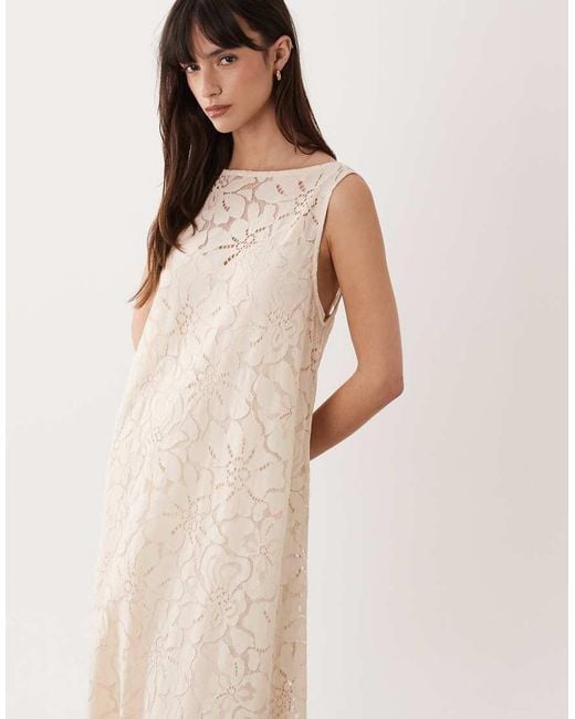 ASOS Natural Lace Shift Maxi Dress
