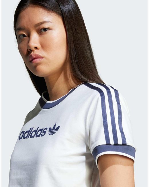Adidas Originals White Longsleeve LINEAR LOGO 3-STREIFEN T-SHIRT