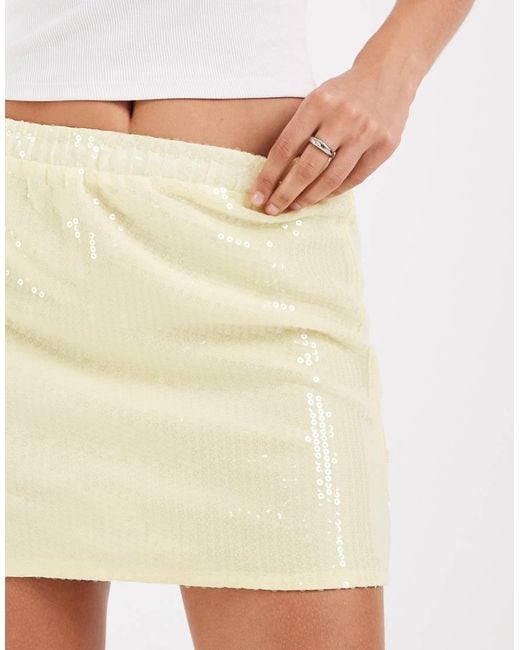 Pieces Natural Sequin Micro Mini Skirt