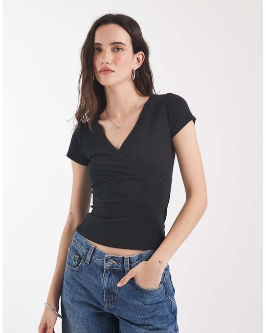 Hollister Blue V Neck Wrap Front Top