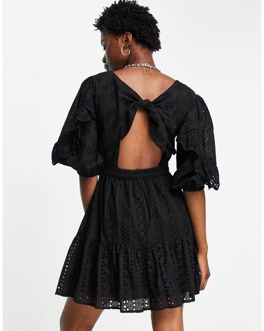 Topshop black broderie dress sale