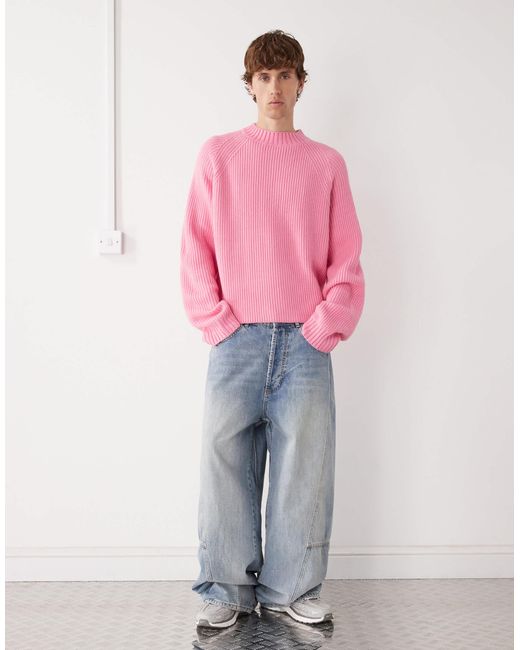 Collusion – kastiger strickpullover in Pink für Herren