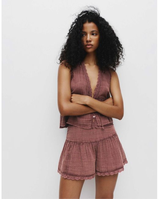 Pull&Bear Red – rustic – skort