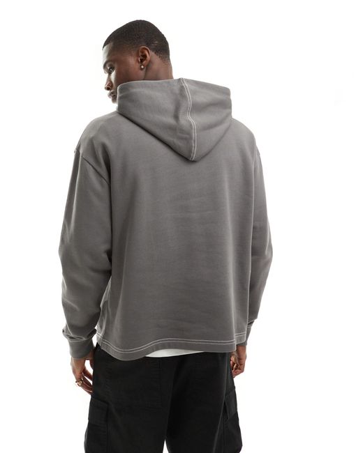 ASOS Gray Oversized Hoodie With Contrast Stitching for men