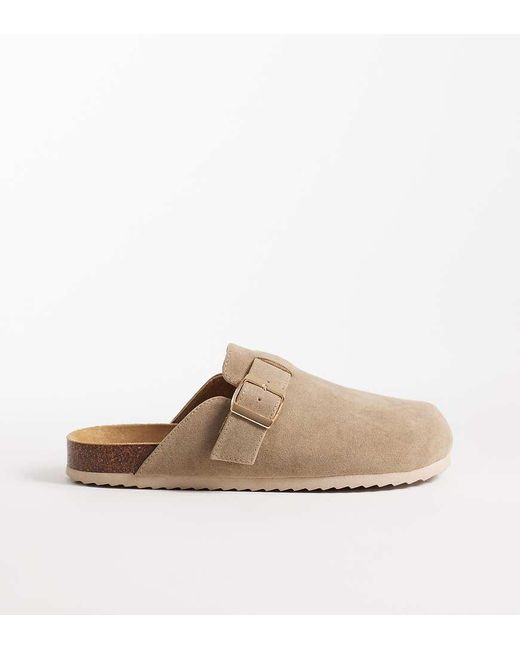 SEQWL Wide Fit Brown Soda Slip On Mule Clog With Buckle