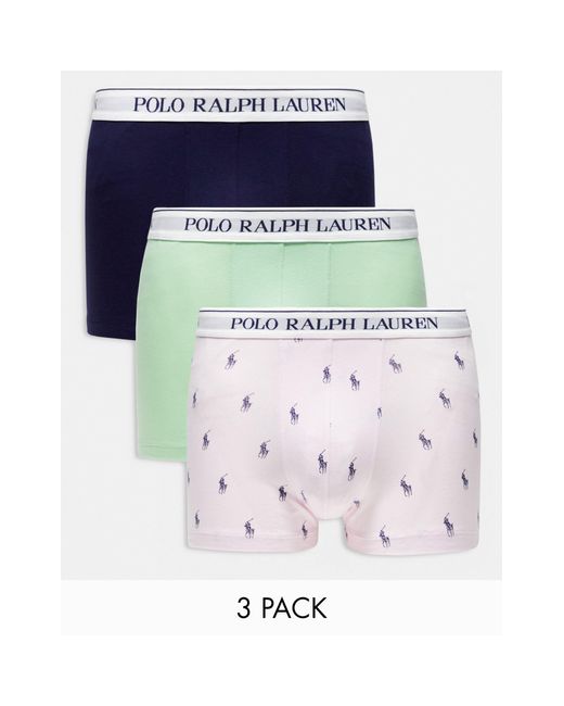 Polo Ralph Lauren Blue 3 Pack Trunk With Logo Waistband for men