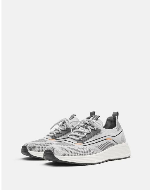 Pull&Bear White Fabric Trainers for men