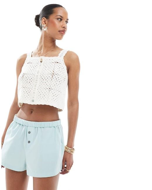 ONLY White Crochet Cropped Top