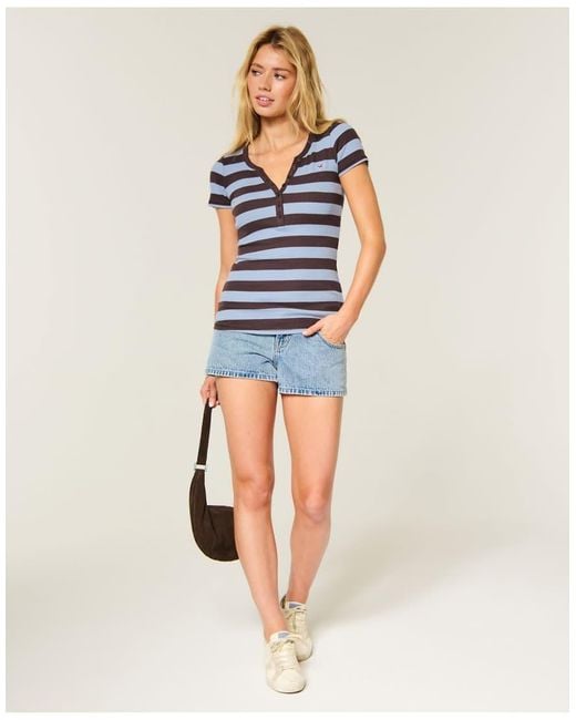 Hollister Blue Short-Sleeve Icon Henley