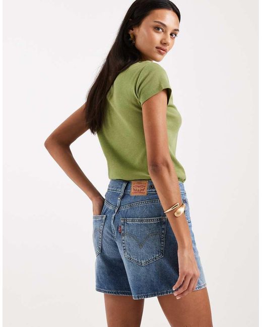 Levi's Green Cinch Waist Mid-Thigh Denim Shorts