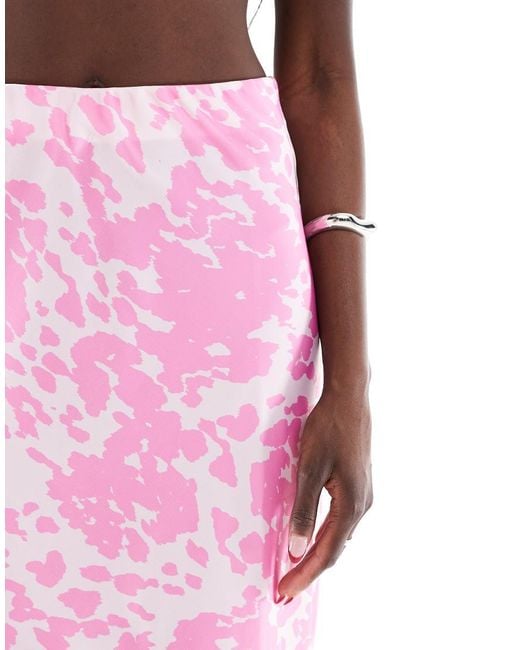 Pieces Pink Satin Maxi Skirt