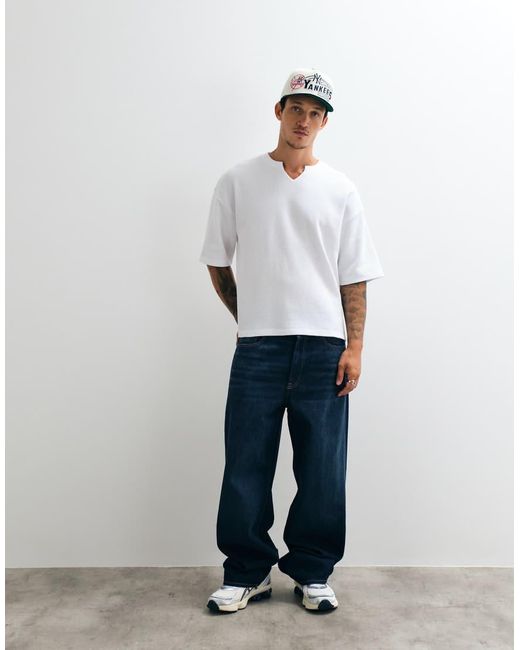 ASOS White Boxy Oversized T-shirt With Notch Neck for men