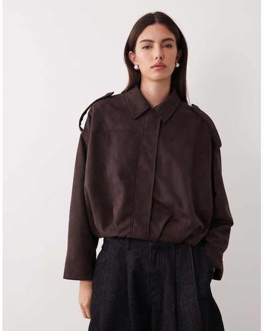 Jdy Brown Faux Suede Bomber Jacket