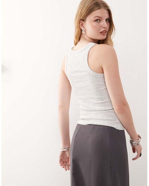 Weekday White Ribbed Racer Vest