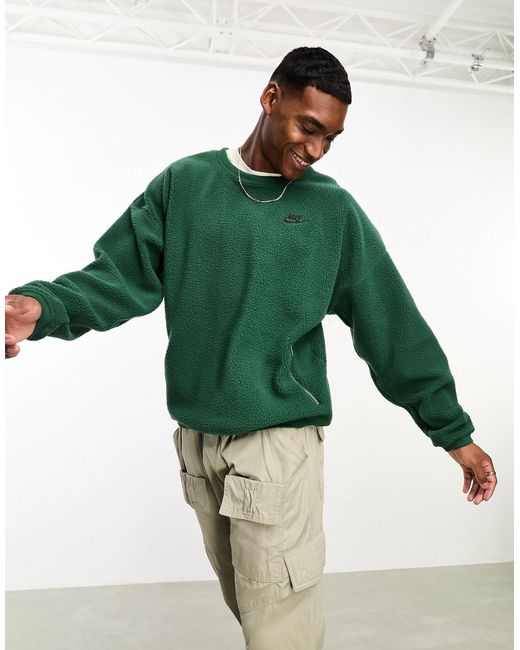 Nike Club Sherpa Winter Sweatshirt in Green for Men Lyst