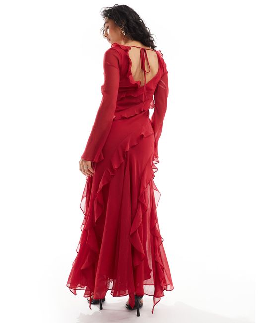 Forever New Red – langärmliges, wadenlanges kleid