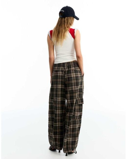 Bershka Brown Parachute Cargo Trousers