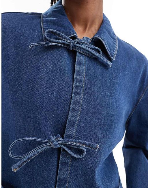 ONLY Blue Tie Front Denim Jacket