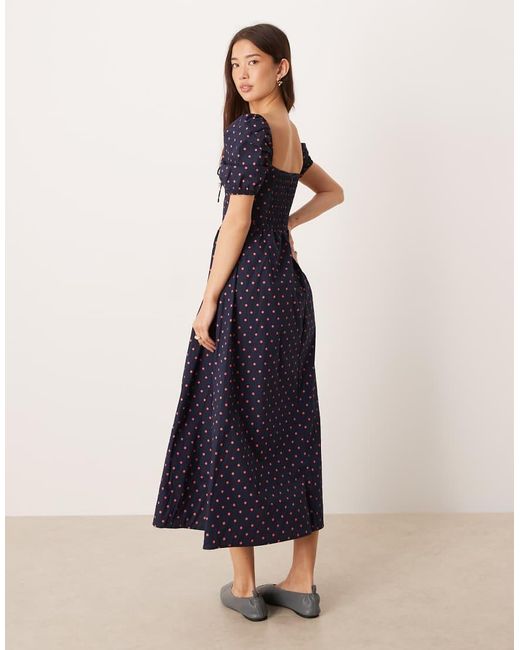 Glamorous Blue Square Neck Puff Sleeve Midaxi Dress