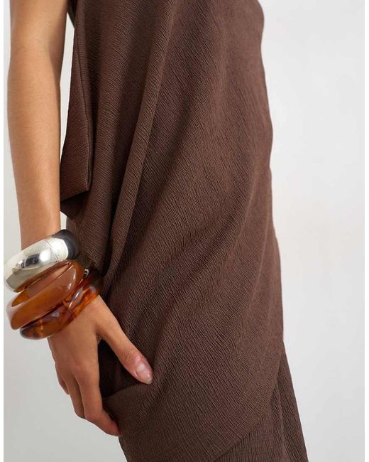 TOPSHOP Brown Crinkle Asymmetric Bandeau