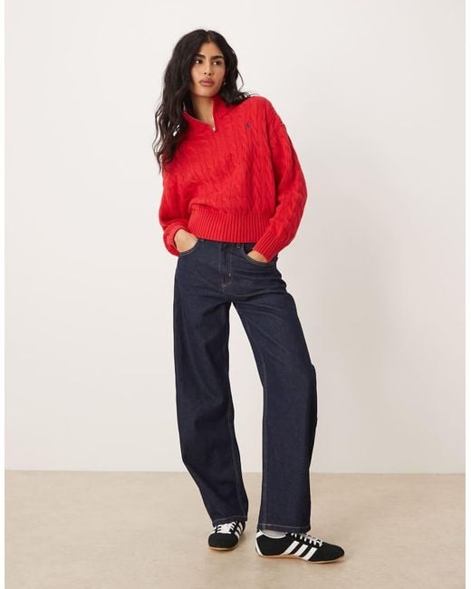 Polo Ralph Lauren Red Half Zip Thru Jumper