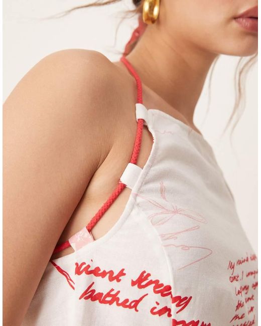 ASOS White Co-ord Halter Cami With Rope Ties