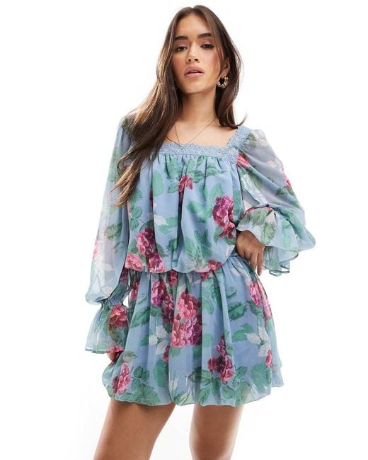 ASOS Blue Chiffon Bubble Mini Skirt