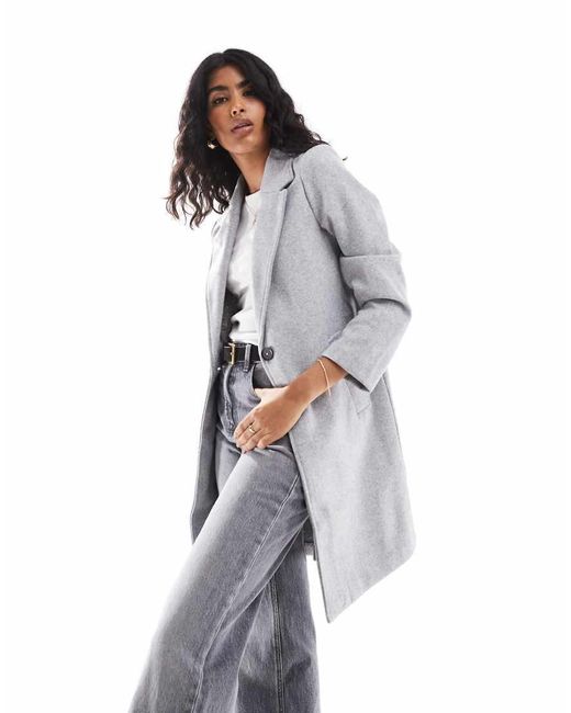 Stradivarius Gray Wool Look Jacket