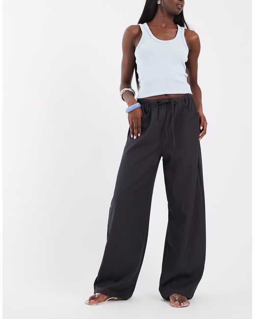 BRONZE SNAKE Blue Pull On Cargo Wide Leg Pants
