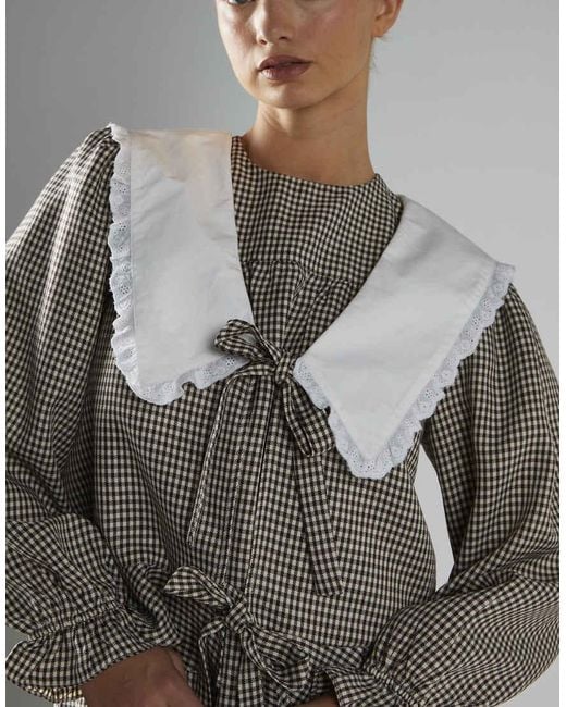 Glamorous Gray Crop Top With Large Ruffle Collar