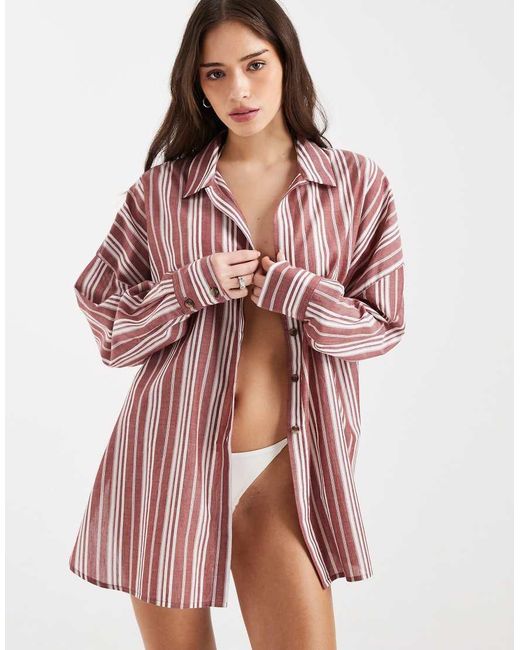 ASOS Red Cabot Beach Shirt Cover Up