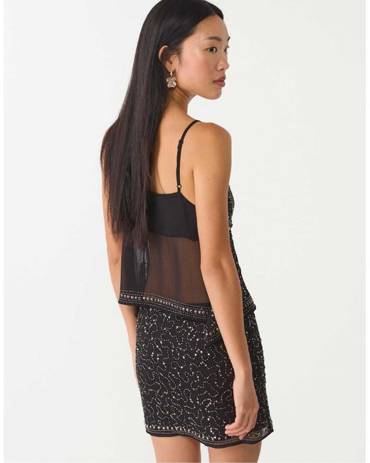 Stradivarius Black – besticktes riemchenoberteil