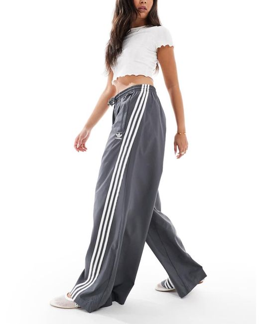 Adidas Originals Gray Three Stripe Oversized Track Pants