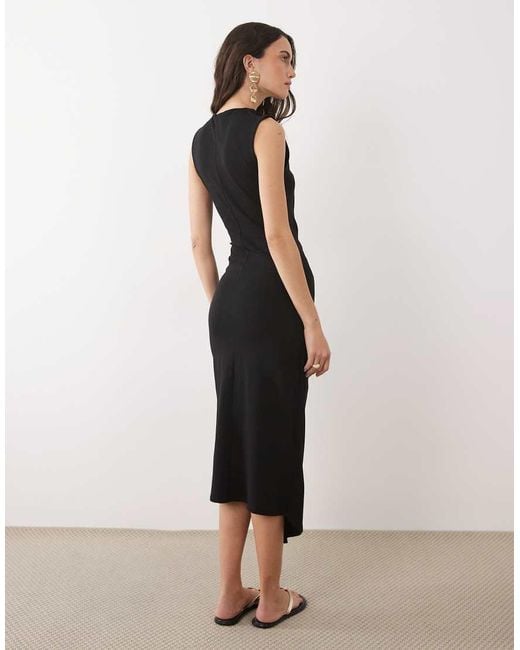 ASOS Multicolor Funnel Neck Sleeveless Maxi Dress With Knot Detail